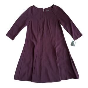 Gabby Style A-Line Mid Sleeve Dress in Plum Purple, Size 4